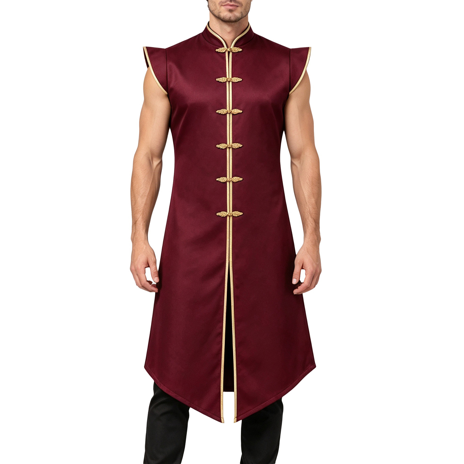 Men Medieval Long Vest Cap Sle - Jackets review and price