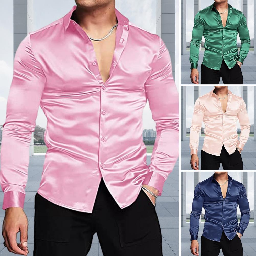 Pink Silk Satin Luxury Dress S - Mens Satin Silk Dress Shirt review and price