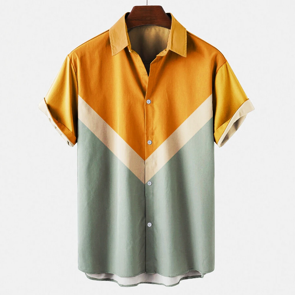 Men's Vintage Retro Striped Co - Short Sleeve Bowling Shirt Retro review and price