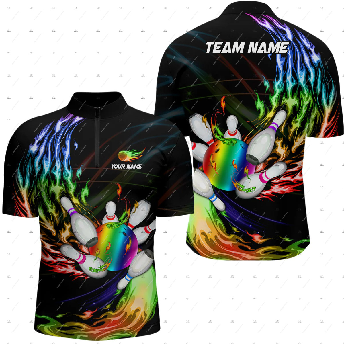 Custom Name Bowling Skull Colo - Short Sleeve Bowling Shirt Retro review and price