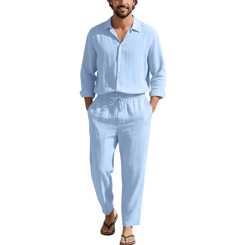 Spring Summer Linen Casual Set - Mens Linen Shirt Long Sleeve review and price